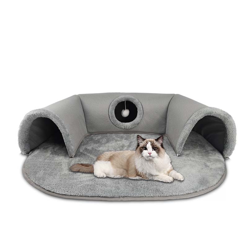 🔥 50% RABATT 🐱 2-i-1 plysch kattunnelsäng 🛏️ Mysig, hopfällbar & reptålig – perfekt för lek, vila & trygg sömn 🐾✨