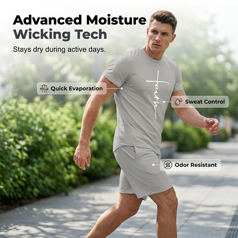🔥 50% rabatt ✨ Faith T-shirt & shorts-set för herr – bekvämt, stilrent & perfekt för sommaren ☀️