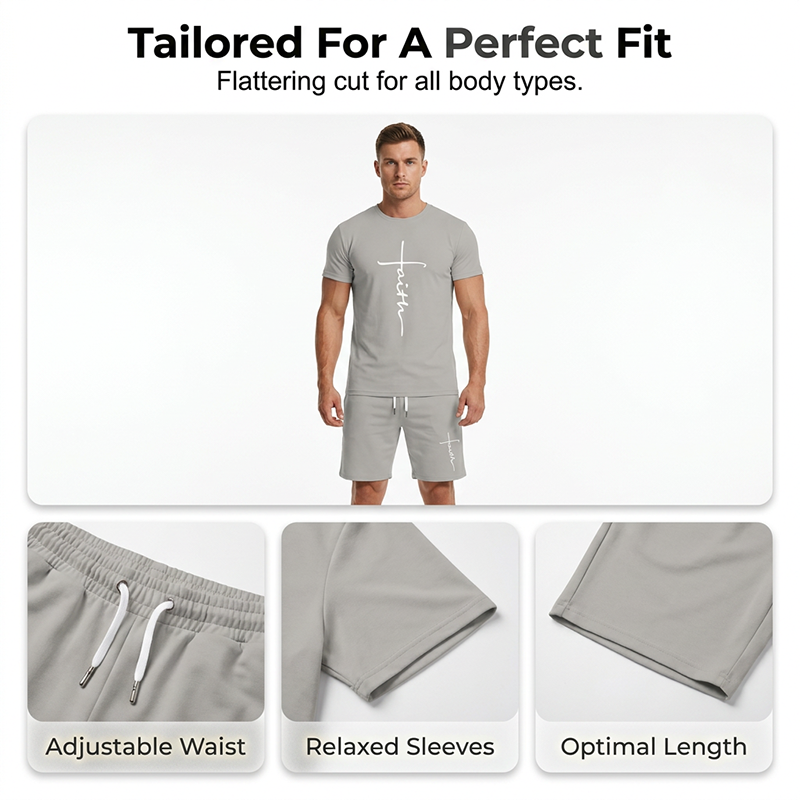 🔥 50% rabatt ✨ Faith T-shirt & shorts-set för herr – bekvämt, stilrent & perfekt för sommaren ☀️