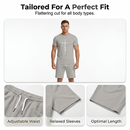 🔥 50% rabatt ✨ Faith T-shirt & shorts-set för herr – bekvämt, stilrent & perfekt för sommaren ☀️
