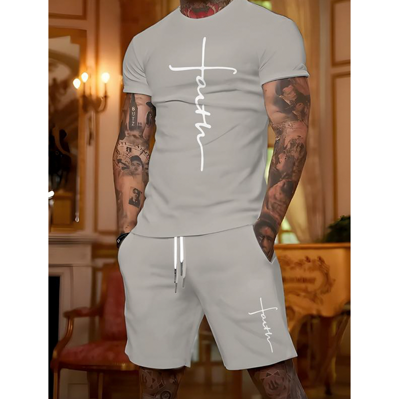 🔥 50% rabatt ✨ Faith T-shirt & shorts-set för herr – bekvämt, stilrent & perfekt för sommaren ☀️