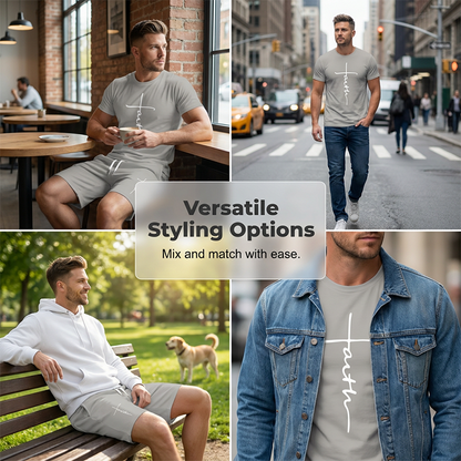 🔥 50% rabatt ✨ Faith T-shirt & shorts-set för herr – bekvämt, stilrent & perfekt för sommaren ☀️