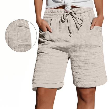 🔥 SOMMARREA – 50% RABATT 👖✨ Shorts med hög midja och justerbar dragsko 🌸 Snygga, bekväma och enkla att matcha