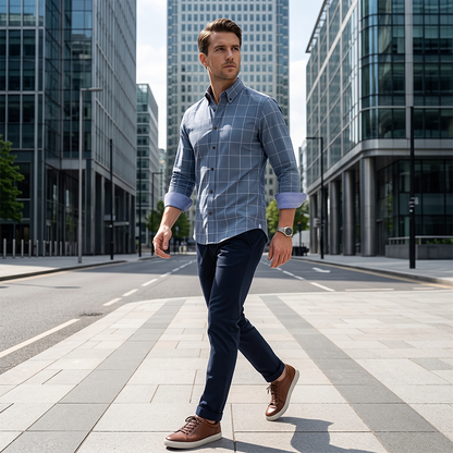 🔥 50% RABATT 👕 Herrskjorta i modern passform med rutmönster ✨ Stilren komfort för både vardag och helg