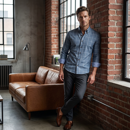 🔥 50% RABATT 👕 Herrskjorta i modern passform med rutmönster ✨ Stilren komfort för både vardag och helg