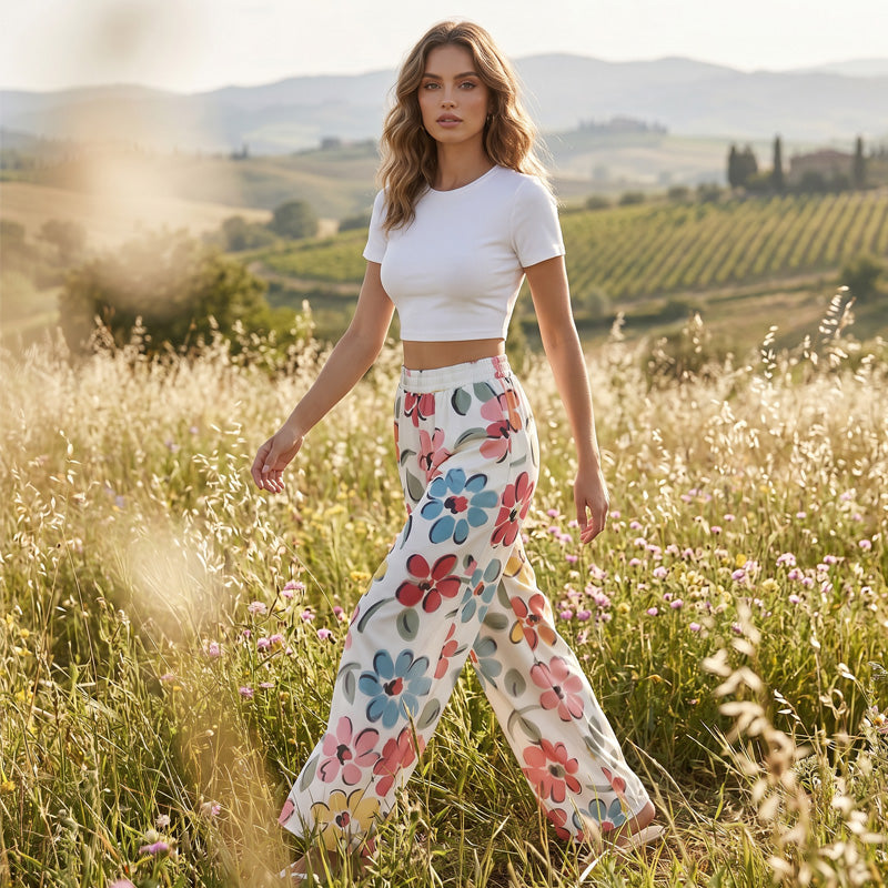 🔥 50% RABATT NU!! 🌸 Palazzobyxor med vida ben för dam ✨ Lätt, luftig komfort & elegant blommönster för sommarens alla tillfällen ☀️