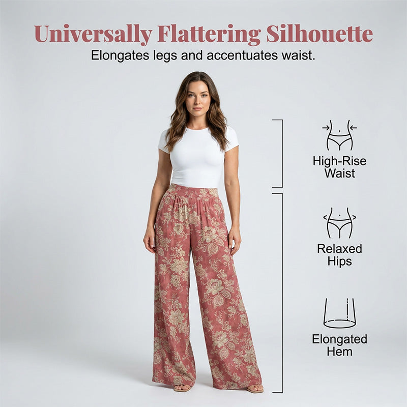 🔥 50% RABATT NU!! 🌸 Palazzobyxor med vida ben för dam ✨ Lätt, luftig komfort & elegant blommönster för sommarens alla tillfällen ☀️