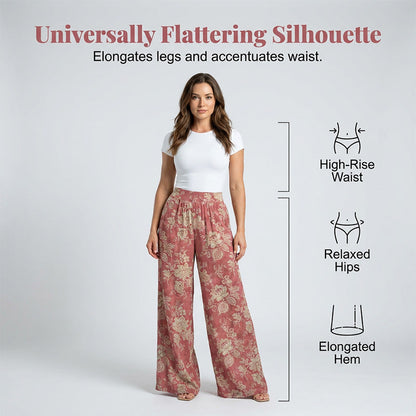 🔥 50% RABATT NU!! 🌸 Palazzobyxor med vida ben för dam ✨ Lätt, luftig komfort & elegant blommönster för sommarens alla tillfällen ☀️