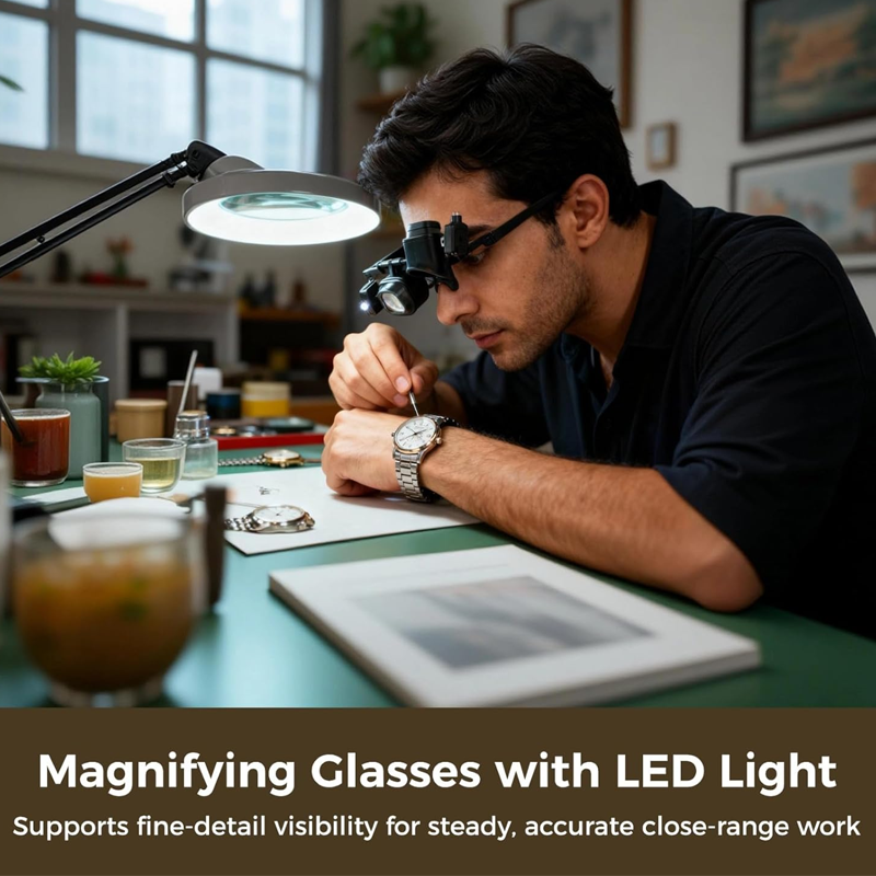 🔥 50% RABATT NU 🔬🔍 Precision LED-förstoringsglasögon – handsfree, utbytbara linser & perfekt för detaljarbete 🛠️✨