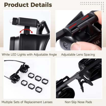 🔥 50% RABATT NU 🔬🔍 Precision LED-förstoringsglasögon – handsfree, utbytbara linser & perfekt för detaljarbete 🛠️✨