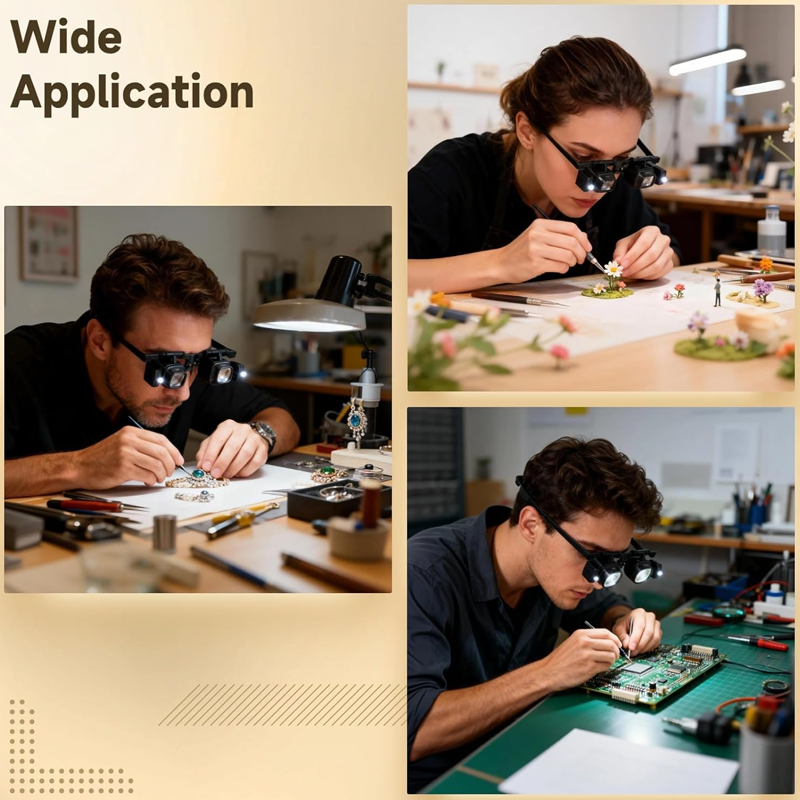 🔥 50% RABATT NU 🔬🔍 Precision LED-förstoringsglasögon – handsfree, utbytbara linser & perfekt för detaljarbete 🛠️✨