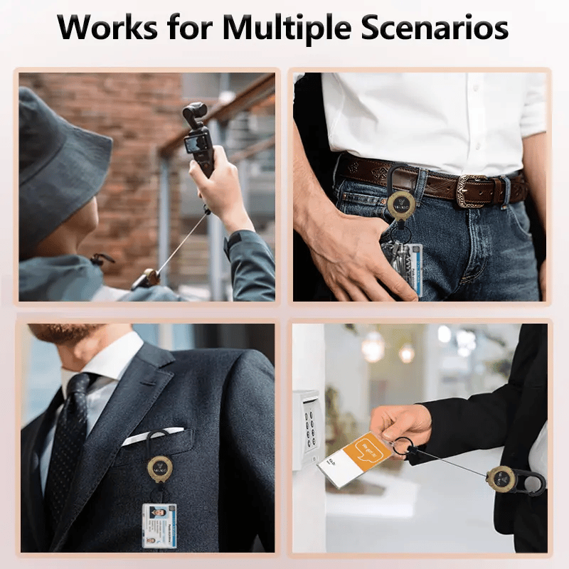 🔥 KÖP 1, FÅ 1 GRATIS 🎁 Multifunktionell 3-i-1 nyckelring ✨ Utdragbar snodd, karbinhake & smart förvaring för vardagen 🔑
