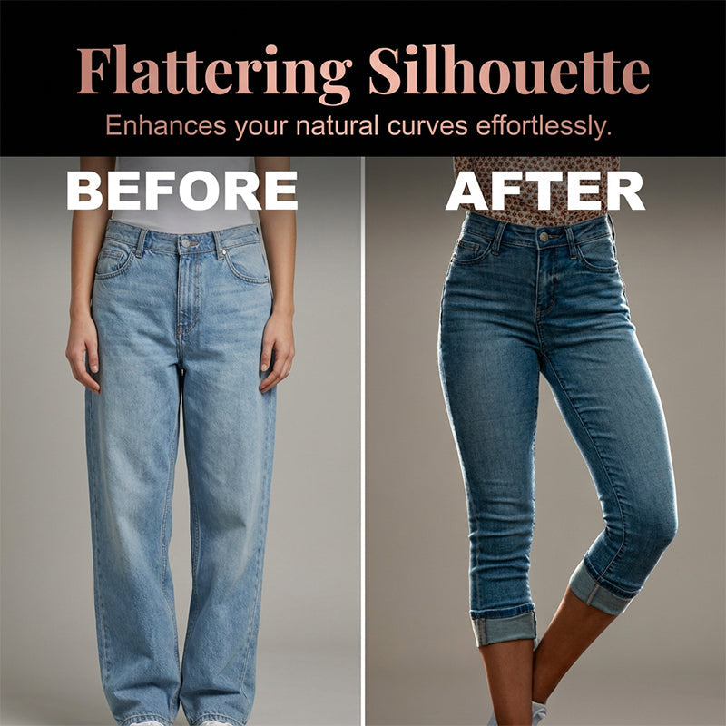 🔥 50% RABATT 👖🌸 Stretch caprijeans med hög midja ✨ Smickrande passform, bekväma & perfekta för sommarens alla dagar ☀️