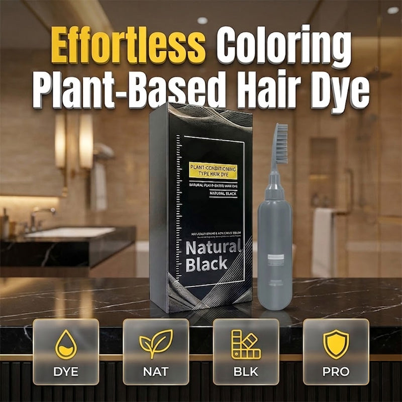 🌿 50% RABATT NU! 💇‍♀️ Skånsom plantebaserad hårfärg 🖤 Naturlig svart, enkel applicering med kam & fin grådekning – berikad med botaniska extrakt ✨