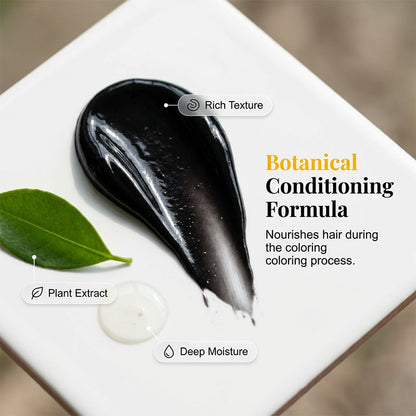 🌿 50% RABATT NU! 💇‍♀️ Skånsom plantebaserad hårfärg 🖤 Naturlig svart, enkel applicering med kam & fin grådekning – berikad med botaniska extrakt ✨