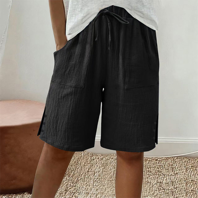 🔥 50% RABATT ☀️ Sommartrend shorts i bomull & linne 🌿 med dragsko & sidoknappar – luftiga, bekväma & stilrena ✨