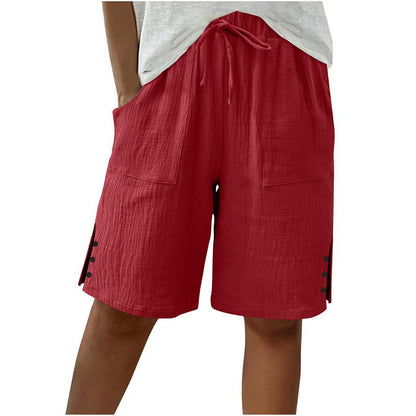 🔥 50% RABATT ☀️ Sommartrend shorts i bomull & linne 🌿 med dragsko & sidoknappar – luftiga, bekväma & stilrena ✨