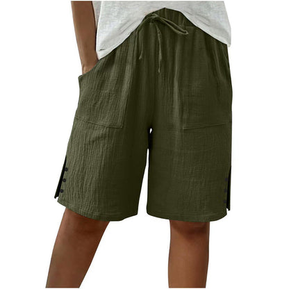 🔥 50% RABATT ☀️ Sommartrend shorts i bomull & linne 🌿 med dragsko & sidoknappar – luftiga, bekväma & stilrena ✨