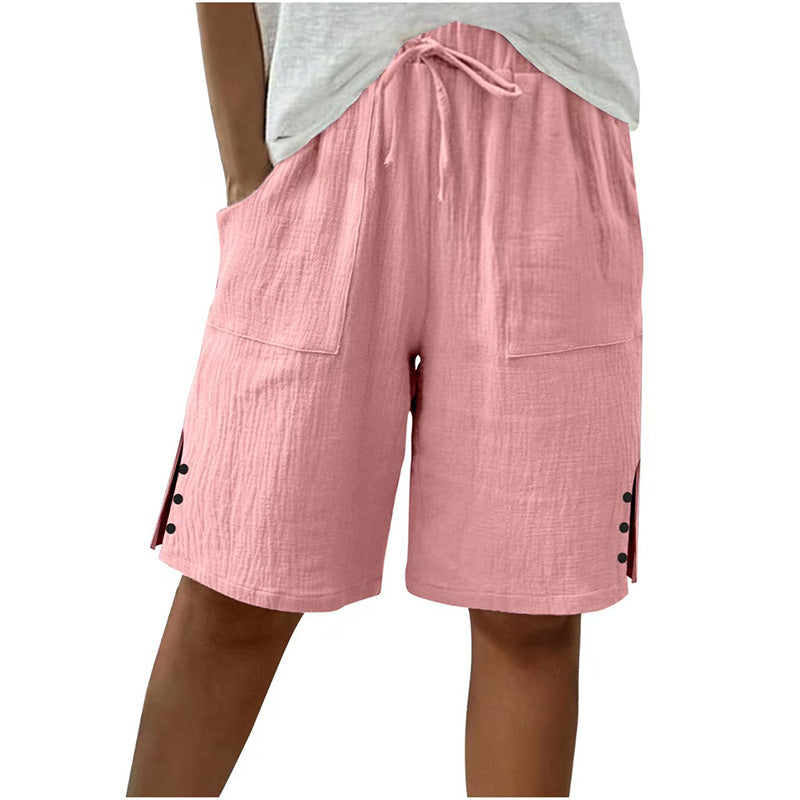 🔥 50% RABATT ☀️ Sommartrend shorts i bomull & linne 🌿 med dragsko & sidoknappar – luftiga, bekväma & stilrena ✨