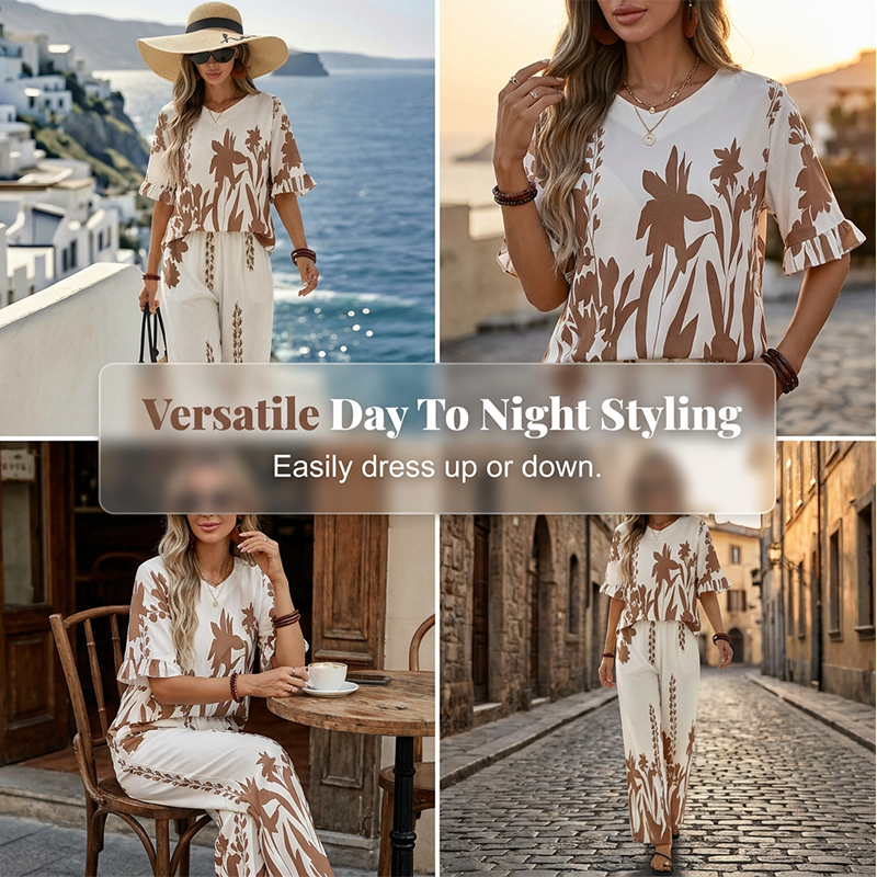 💥 50% RABATT 🌸 Avslappnat blommigt tvådelat set med vida ben 👖✨ luftigt, feminint & perfekt för sommarens alla dagar ☀️