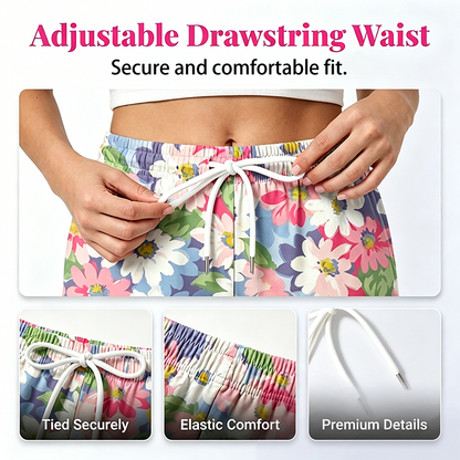 🔥 SOMMARDEAL – 50% RABATT 🌸 Damen byxor med floral design 🌿 Justerbar midja, bekväm passform & naturlig elegans ✨