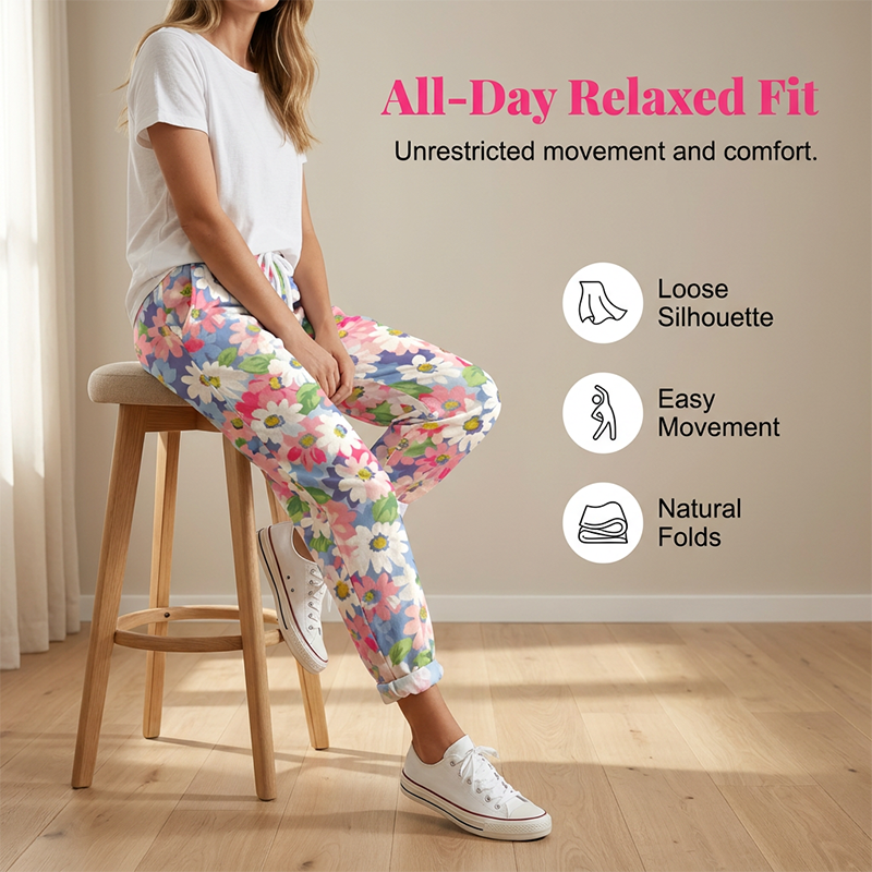 🔥 SOMMARDEAL – 50% RABATT 🌸 Damen byxor med floral design 🌿 Justerbar midja, bekväm passform & naturlig elegans ✨