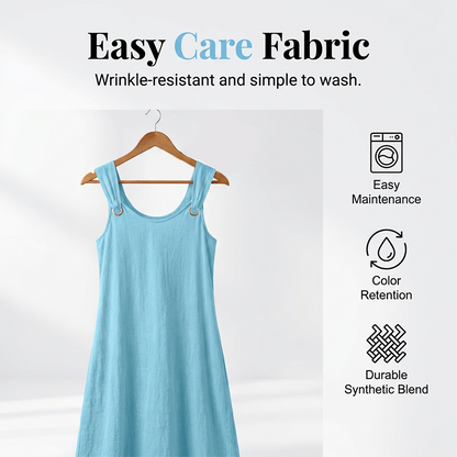 🔥 50% RABATT 👗 Ärmlös V-ringad klänning med metallringar ✨ Elegant, luftig & perfekt för sommarens alla tillfällen 🌿