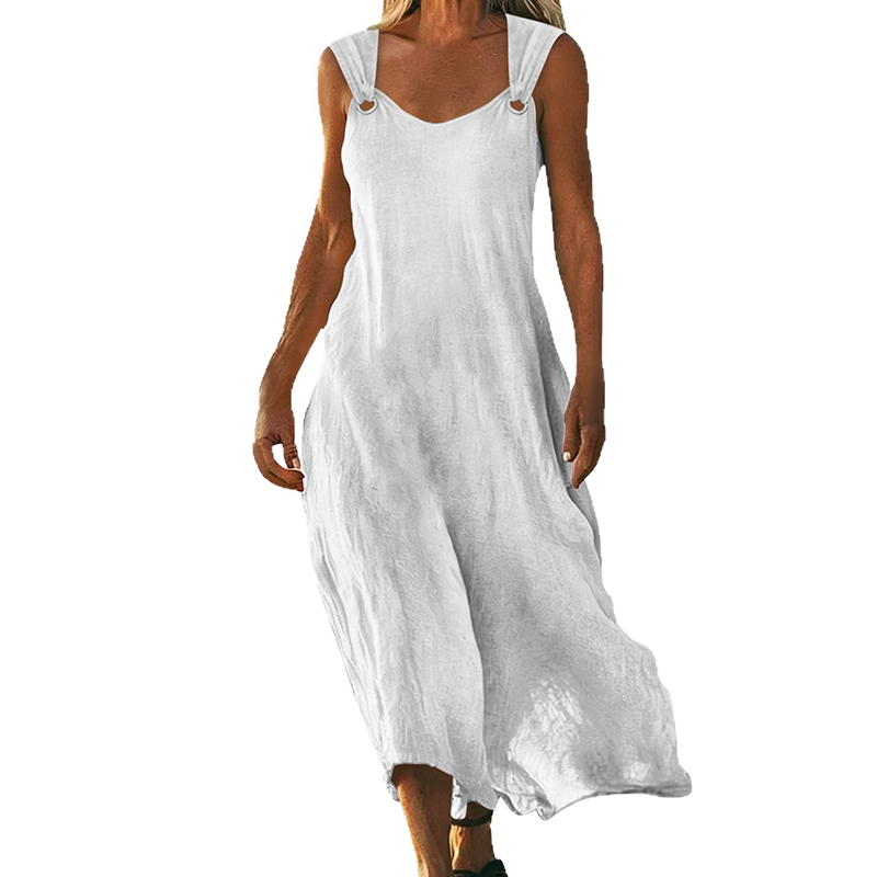 🔥 50% RABATT 👗 Ärmlös V-ringad klänning med metallringar ✨ Elegant, luftig & perfekt för sommarens alla tillfällen 🌿