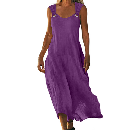 🔥 50% RABATT 👗 Ärmlös V-ringad klänning med metallringar ✨ Elegant, luftig & perfekt för sommarens alla tillfällen 🌿