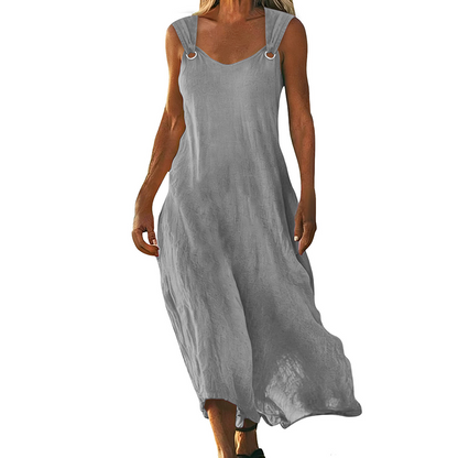 🔥 50% RABATT 👗 Ärmlös V-ringad klänning med metallringar ✨ Elegant, luftig & perfekt för sommarens alla tillfällen 🌿