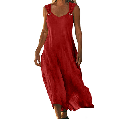 🔥 50% RABATT 👗 Ärmlös V-ringad klänning med metallringar ✨ Elegant, luftig & perfekt för sommarens alla tillfällen 🌿