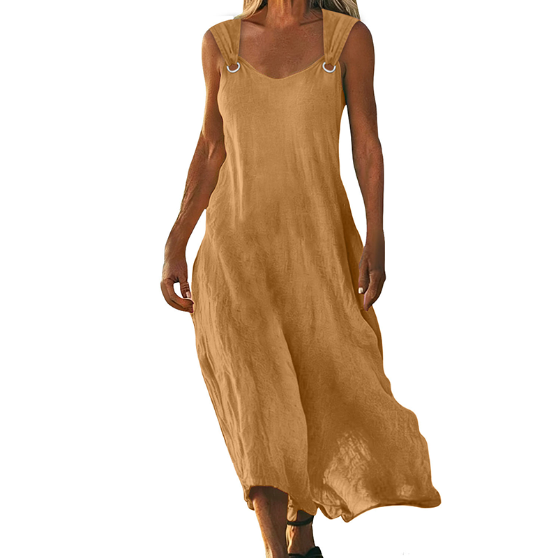 🔥 50% RABATT 👗 Ärmlös V-ringad klänning med metallringar ✨ Elegant, luftig & perfekt för sommarens alla tillfällen 🌿