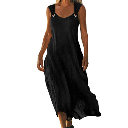 🔥 50% RABATT 👗 Ärmlös V-ringad klänning med metallringar ✨ Elegant, luftig & perfekt för sommarens alla tillfällen 🌿