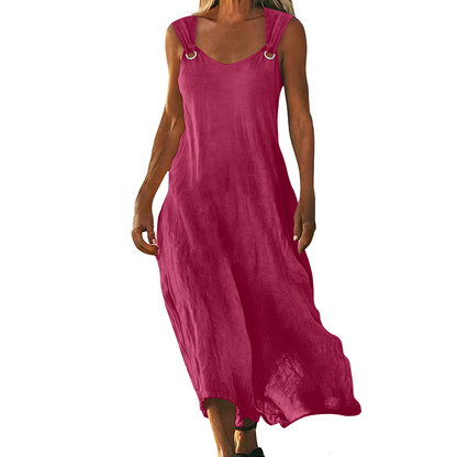 🔥 50% RABATT 👗 Ärmlös V-ringad klänning med metallringar ✨ Elegant, luftig & perfekt för sommarens alla tillfällen 🌿