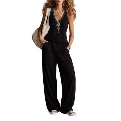 🔥 50% RABATT 👚👖 Matchande topp & byxa med vida ben ✨ Svalt, bekvämt och enkelt att bära hela dagen ☀️