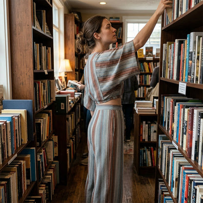 💥 50% RABATT 💖 Luftigt randigt set för dam ✨ Avslappnad lyx, modern design och maximal komfort hela dagen 🌿