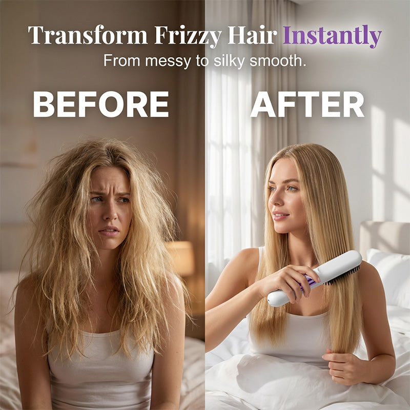 🔥 50% RABATT 💥 Kabelloser Keramik-Haarglätter-Bürste ✨ glättet & stylt in einem Schritt – schnell, schonend & salonähnliches Ergebnis zu Hause 💇‍♀️