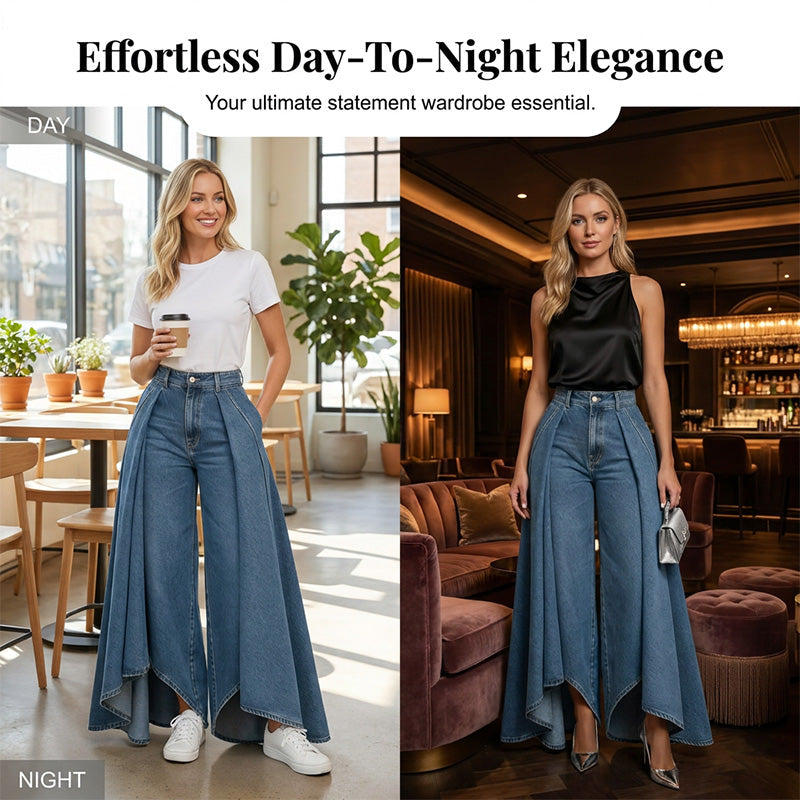 🔥 50% RABATT 👖✨ Avantgardistiska vida jeans med hög midja – modern design, smickrande passform & tidlös stil 💎