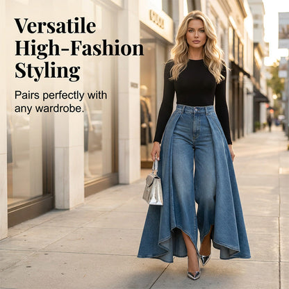 🔥 50% RABATT 👖✨ Avantgardistiska vida jeans med hög midja – modern design, smickrande passform & tidlös stil 💎