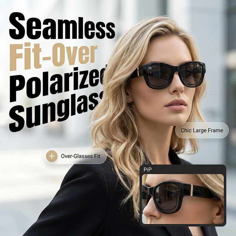 🔥 50% RABATT 🕶️ Stora solglasögon att bära över vanliga glasögon för kvinnor ☀️ Stilfullt skydd & perfekt komfort i solen ✨