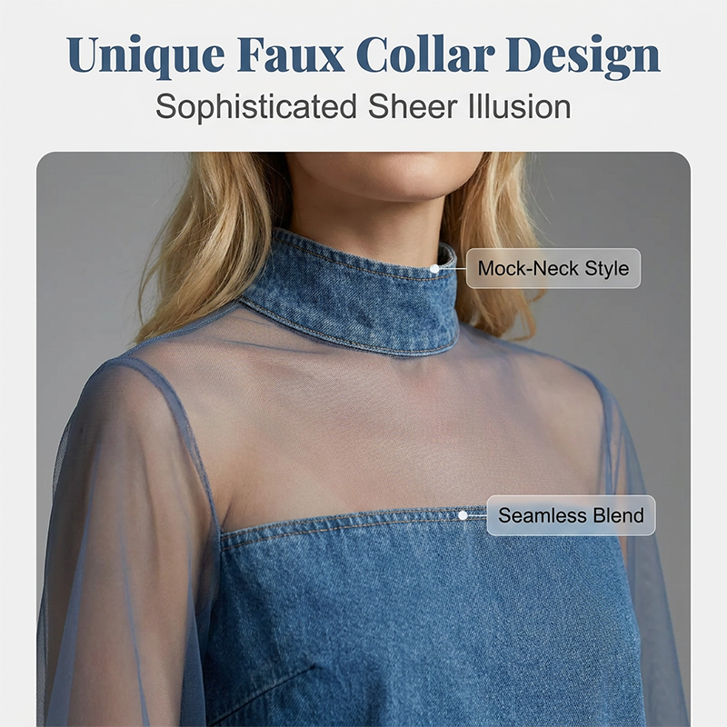 🔥 HALVA PRISET 👗✨ Statement-klänningen alla pratar om 💎 Denim möter mesh och tyll i en modern design med karaktär