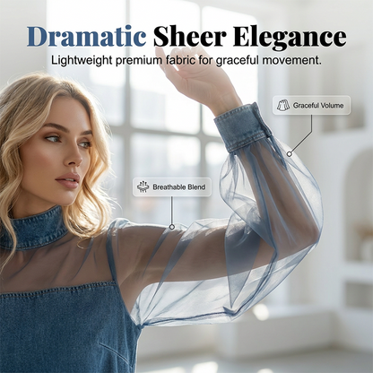 🔥 HALVA PRISET 👗✨ Statement-klänningen alla pratar om 💎 Denim möter mesh och tyll i en modern design med karaktär