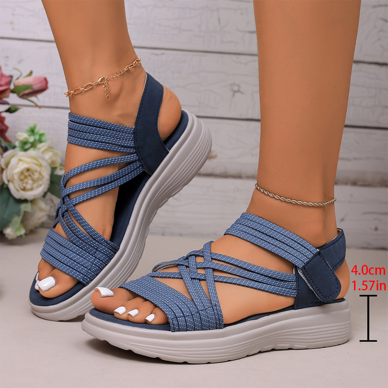 🔥 50% RABATT 👡✨ Elastiska korsbandssandaler med plattform – lätt, stabil & perfekt komfort för hela dagen 🌿