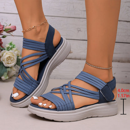 🔥 50% RABATT 👡✨ Elastiska korsbandssandaler med plattform – lätt, stabil & perfekt komfort för hela dagen 🌿