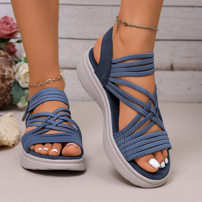 🔥 50% RABATT 👡✨ Elastiska korsbandssandaler med plattform – lätt, stabil & perfekt komfort för hela dagen 🌿