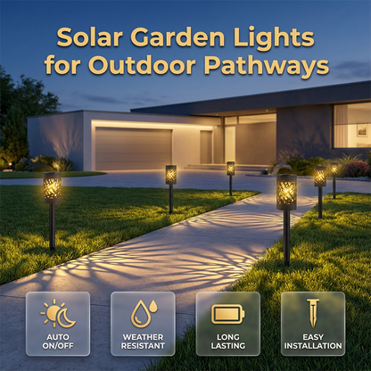 🔥 50% RABATT 🌞 4-pack solcellsdrivna trädgårdslampor ✨ Skapa en varm och inbjudande känsla i trädgården varje kväll 🌿
