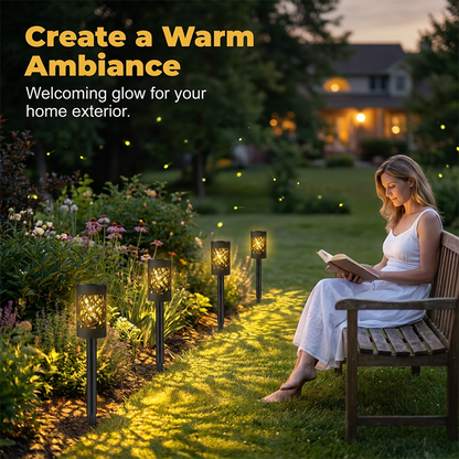 🔥 50% RABATT 🌞 4-pack solcellsdrivna trädgårdslampor ✨ Skapa en varm och inbjudande känsla i trädgården varje kväll 🌿
