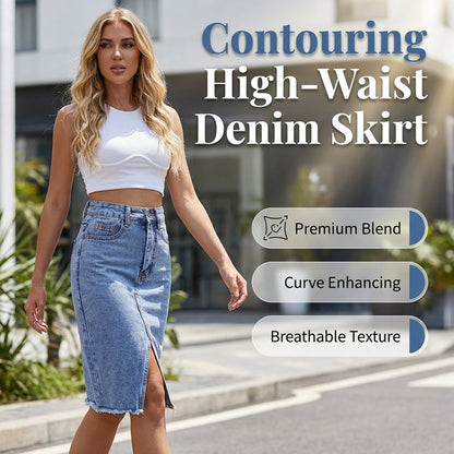 🔥 50% RABATT 👗 Jeanskjol med hög midja & elegant slits framtill ✨ Smickrande passform, tidlös design & perfekt för sommaren ☀️