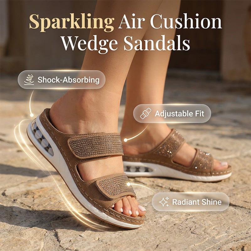 🔥 50% RABATT ✨👡 Glittrande kilklackssandaler med strass 💖 Elegant design, skön komfort & perfekt för sommarens alla tillfällen 🌸