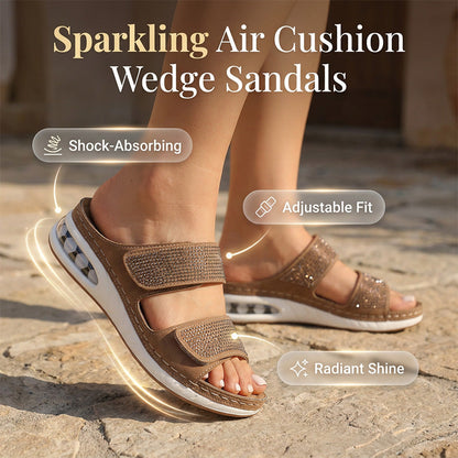 🔥 50% RABATT ✨👡 Glittrande kilklackssandaler med strass 💖 Elegant design, skön komfort & perfekt för sommarens alla tillfällen 🌸
